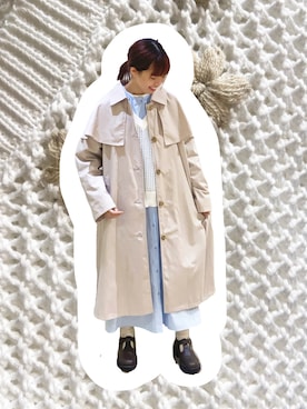 「ehka sopo（エヘカソポ）のアイテム（ステンカラーコート）」を使った、わっこさん（レディース・153cm）の春コーディネート