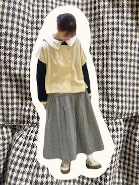 「Samansa Mos2（サマンサ モスモス）の配色前後2WAYブラウス（シャツ/ブラウス）」を使った、わっこさん（レディース・153cm）の冬コーディネート