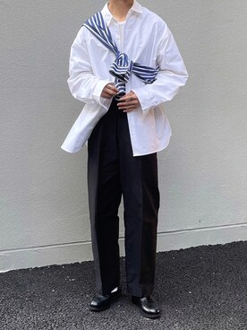「センタープレスパンツ」｜「アイテム（その他）」を使った、KENTAさん（メンズ・173cm）の秋コーディネート
