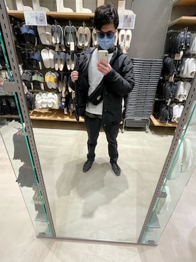 「GU（ジーユー）のアイテム（アンダーウェア）」を使った、  Tomohiroさん（メンズ・179cm）の冬コーディネート