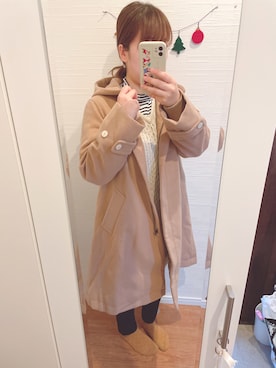 「POU DOU DOU（プードゥドゥ）のアイテム（その他アウター）」を使った、hihihiさん（レディース・153cm）の冬コーディネート
