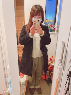 「Te chichi（テチチ）のアイテム（チェスターコート）」を使った、hihihiさん（レディース・153cm）の冬コーディネート