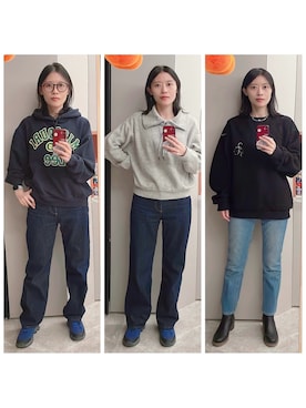 「CLANE（クラネ）のアイテム（デニムパンツ）」を使った、AnaisWさん（レディース・166cm）の冬コーディネート