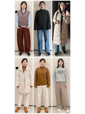 「アイテム（タンクトップ）」を使った、AnaisWさん（レディース・166cm）の冬コーディネート