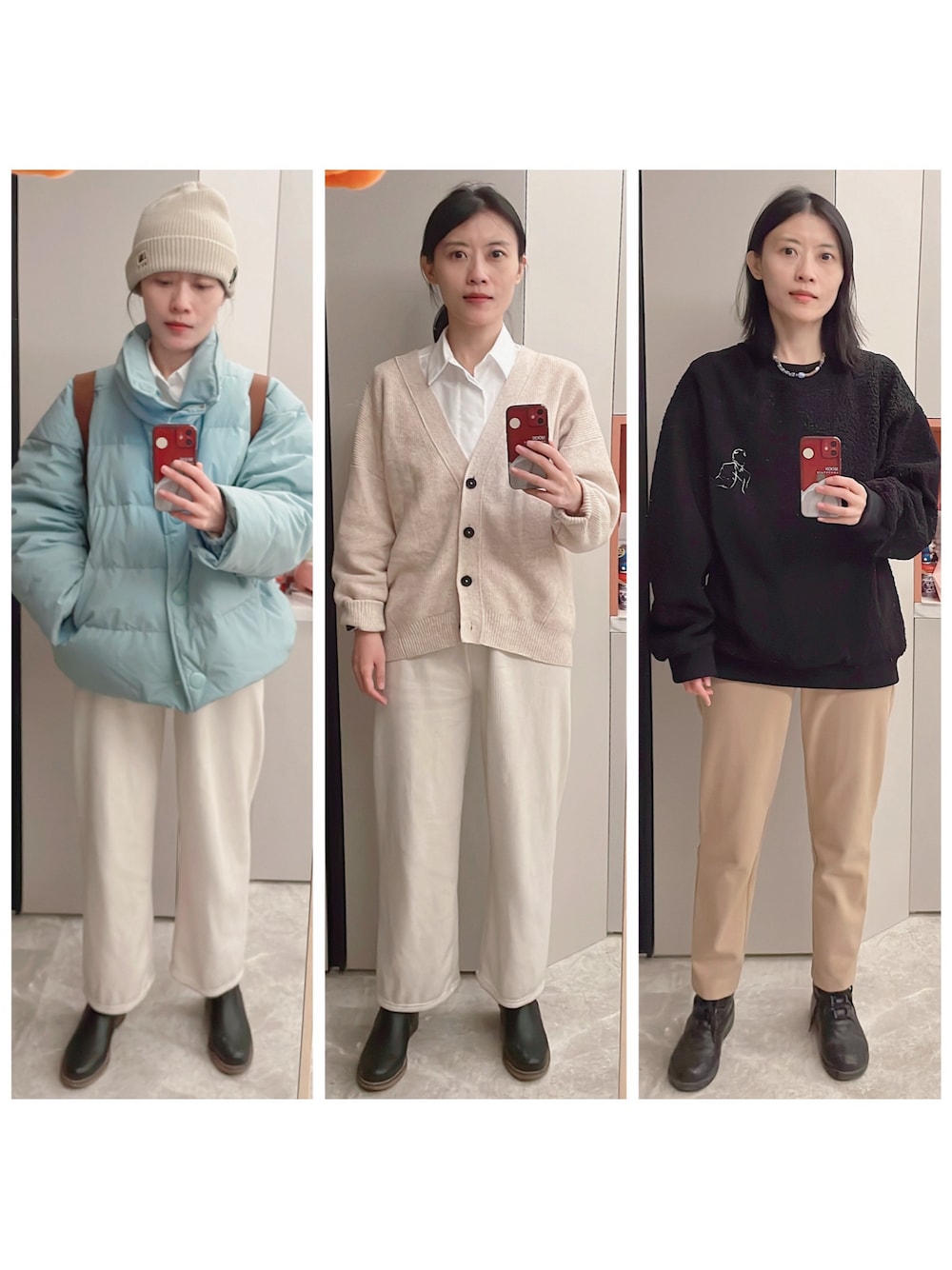 「MLBのアイテム（ニットキャップ/ビーニー、ベージュ系）」を使った、AnaisWさん（レディース・166cm）の冬コーディネートの1枚目の写真