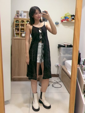 「アイテム（ブーツ）」を使った、cha buさん（レディース・157cm）の夏コーディネート