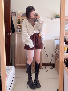 「XXX（マミロ）のアイテム」を使った、cha buさん（レディース・157cm）の冬コーディネート