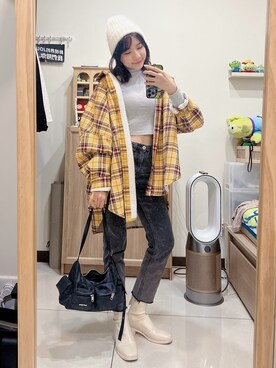 「SAMO ONDOH（セイモオンド）のアイテム」を使った、cha buさん（レディース・157cm）の冬コーディネート