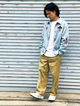 「UNIQLO（ユニクロ）のワッフルヘンリーネックT（長袖）（Tシャツ/カットソー）」を使った、TAKAHIROさん（メンズ・172cm）の秋コーディネート