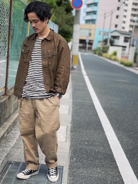 「ブラウンコーデ」｜「アイテム（デジタル腕時計）」を使った、TAKAHIROさん（メンズ・172cm）の秋コーディネート