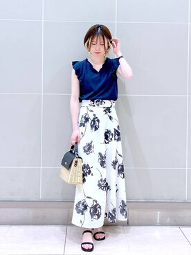 「アイテム（かごバッグ）」を使った、Eriさん（レディース・158cm・30代）の春コーディネート