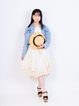 「麦わら帽子」｜「アイテム（ジャケット/アウター）」を使った、ハル☆さん（レディース・161cm）の秋コーディネート