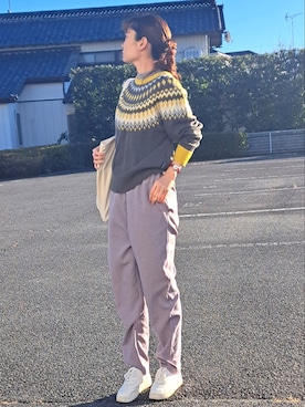 「アイテム（アナログ腕時計、レッド系）」を使った、usakiさん（レディース・156cm）の冬コーディネート