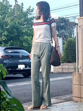 「MONDAINE（モンディーン）のアイテム」を使った、usakiさん（レディース・156cm）の夏コーディネート