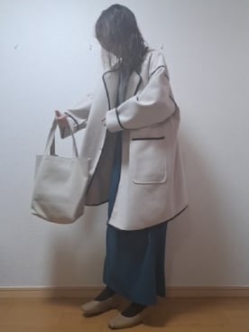 「30代コーデ」｜「アイテム（ノーカラーコート）」を使った、usakiさん（レディース・156cm）の冬コーディネート