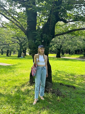 「H&M（エイチ・アンド・エム）のアイテム（タンクトップ）」を使った、RYOKOさん（レディース・153cm）の夏コーディネート
