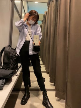 「CANAL JEAN（キャナルジーン）のvia j(ヴィアジェイ) カラーストライプシャツ（シャツ/ブラウス）」を使った、niko☺︎さん（レディース・153cm）の秋コーディネート