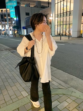 「mystic（ミスティック）のセンターステッチフレアデニム（デニムパンツ）」を使った、アヤカさん（レディース・159cm）の春コーディネート