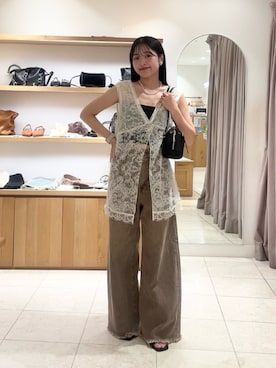「アイテム（トートバッグ）」を使った、ヨシヤマ アヤカさん（レディース・160cm）の夏コーディネート