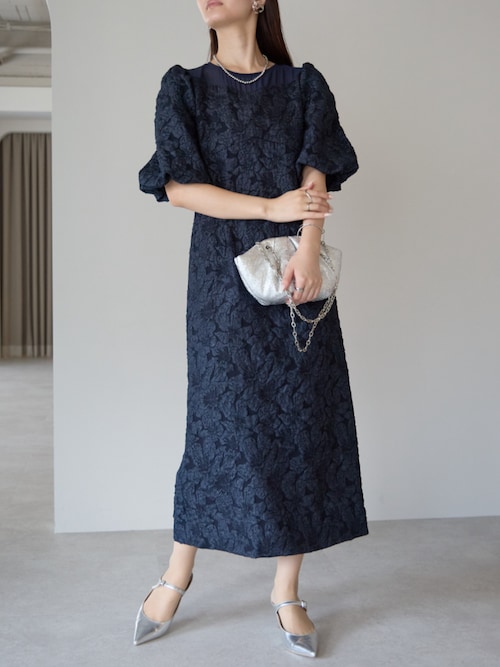 PREFERIR Ａライン結婚式 パーティー オケージョン ドレス ジャガード セール】ふくれジャガード Aライン 結婚式 オケージョン パーティー