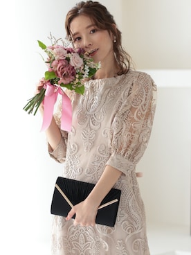 「PREFERIR（プレフェリール）の刺繍レース バックリボン タイトドレス（ドレス）」を使った、PREFERIR_webさん（レディース・163cm・20代）の夏コーディネート