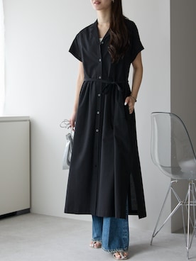 「アイテム（シャツワンピース）」を使った、PREFERIR_webさん（レディース・162cm）の夏コーディネート