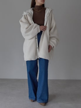 「アイテム（その他アウター、ホワイト系）」を使った、PREFERIR_webさん（レディース・162cm）の冬コーディネート
