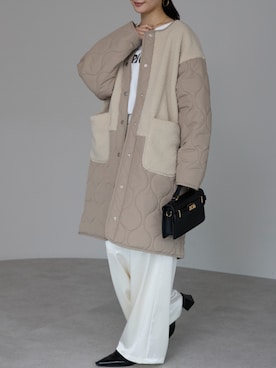 「アイテム（ノーカラーコート）」を使った、PREFERIR_webさん（レディース・162cm・20代）の冬コーディネート