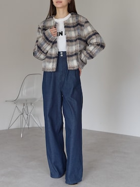 「アイテム（ノーカラージャケット）」を使った、PREFERIR_webさん（レディース・162cm・20代）の秋コーディネート