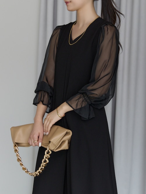 結婚式 オケージョン パーティー 女子会 シアースリーブ Vネック A