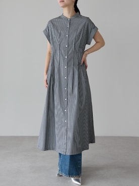 「ストライプ柄(柄・デザイン)」｜「アイテム（シャツワンピース）」を使った、PREFERIR_webさん（レディース・162cm）の夏コーディネート