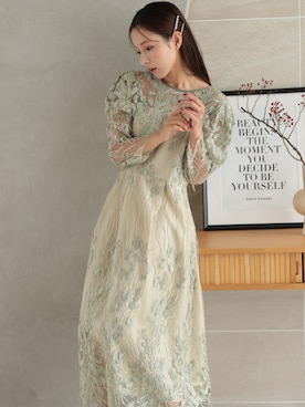 「アイテム（ドレス、グリーン系）」を使った、PREFERIR_webさん（レディース・160cm）の冬コーディネート