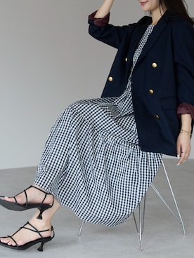 「ギンガムチェックワンピース」｜PREFERIR_webさん（レディース・162cm）の夏コーディネート