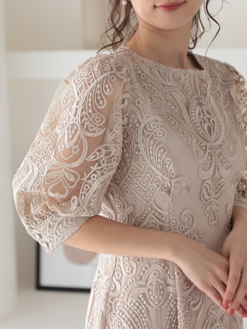 バックリボン チュール刺繍レース 結婚式 オケージョン