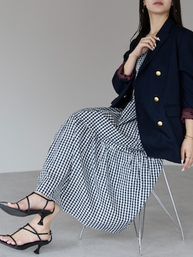 「ギンガムチェックワンピース」｜PREFERIR_webさん（レディース・162cm）の夏コーディネート