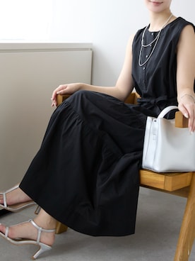 「黒ワンピ」｜PREFERIR_webさん（レディース・162cm）の夏コーディネート