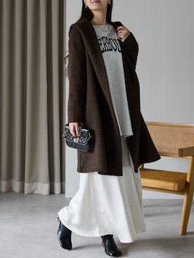 「アイテム（その他アウター、ブラウン系）」を使った、PREFERIR_webさん（レディース・162cm）の冬コーディネート