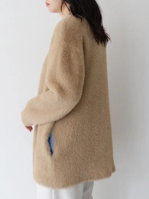 laubeblanc ダブルブレーステッドシャギーニットカーディガン Double-breasted Shaggy knit Cardigan – L'AUBE BLANC