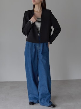 「アイテム（ノーカラージャケット）」を使った、PREFERIR_webさん（レディース・162cm・20代）の秋コーディネート