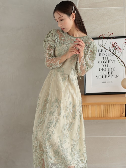 PREFERIR ドレス ボタニカル 刺繍レース 結婚式 パーティー