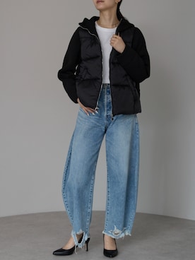 「アイテム（ダウンジャケット/コート）」を使った、PREFERIR_webさん（レディース・162cm）の秋コーディネート