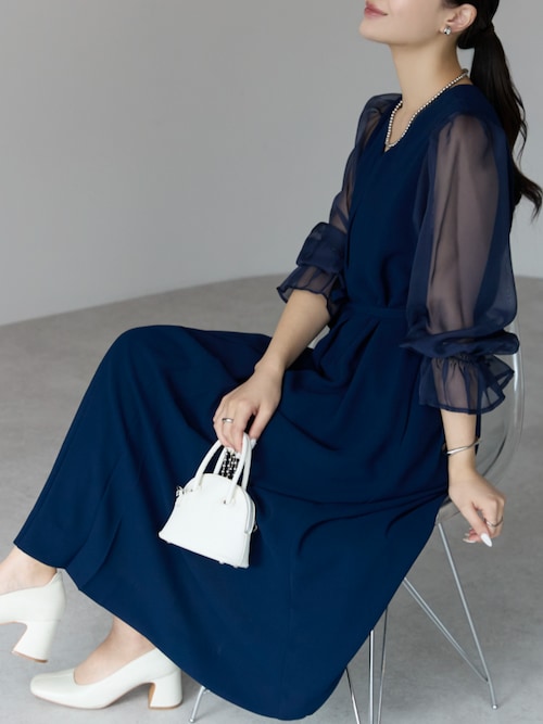 結婚式 オケージョン パーティー 女子会 シアースリーブ Vネック A