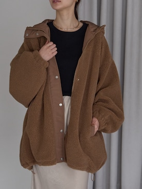 「アイテム（その他アウター、ブラウン系）」を使った、PREFERIR_webさん（レディース・162cm）の冬コーディネート