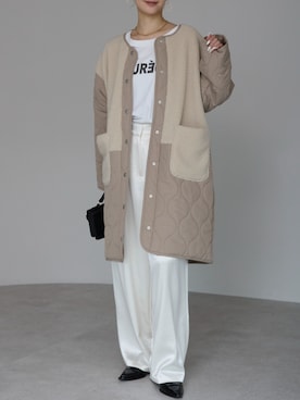 「アイテム（ノーカラーコート）」を使った、PREFERIR_webさん（レディース・162cm）の秋コーディネート