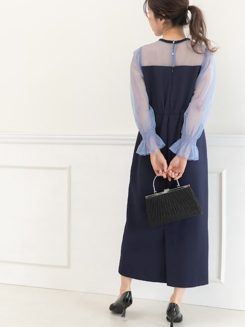 ボリュームスリーブ Aライン結婚式パーティードレス38（M） チャコールグレー GI5786EW01769_fw_thumbM.jpg