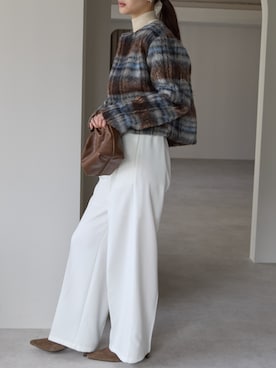 「アイテム（ノーカラージャケット）」を使った、PREFERIR_webさん（レディース・162cm）の冬コーディネート