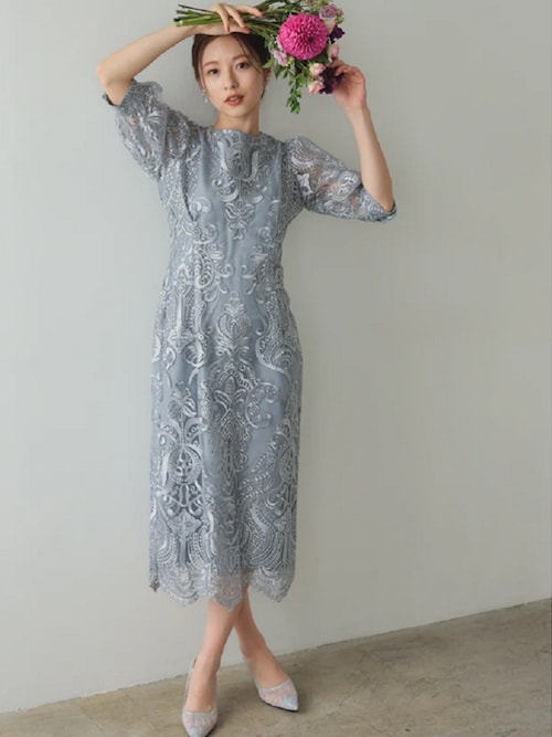 美品！ネイビー花柄レースパンプス バックリボン　サイズ40 パーティー結婚式 刺繍レース バックリボンドレス結婚式 パーティー オケージョン
