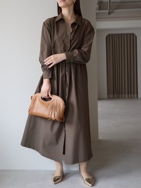 「アイテム（シャツワンピース）」を使った、PREFERIR_webさん（レディース・162cm）の秋コーディネート