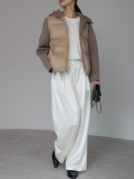 「PREFERIR（プレフェリール）の中綿 ブルゾン ショートコート（ダウンジャケット/コート）」を使った、PREFERIR_webさん（レディース・162cm）の秋コーディネート