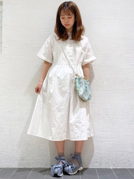 「merry jenny（メリージェニー）のレースダブルリボンスニーカー（その他シューズ）」を使った、merry jenny 梅田店さん（レディース・154cm）の夏コーディネート